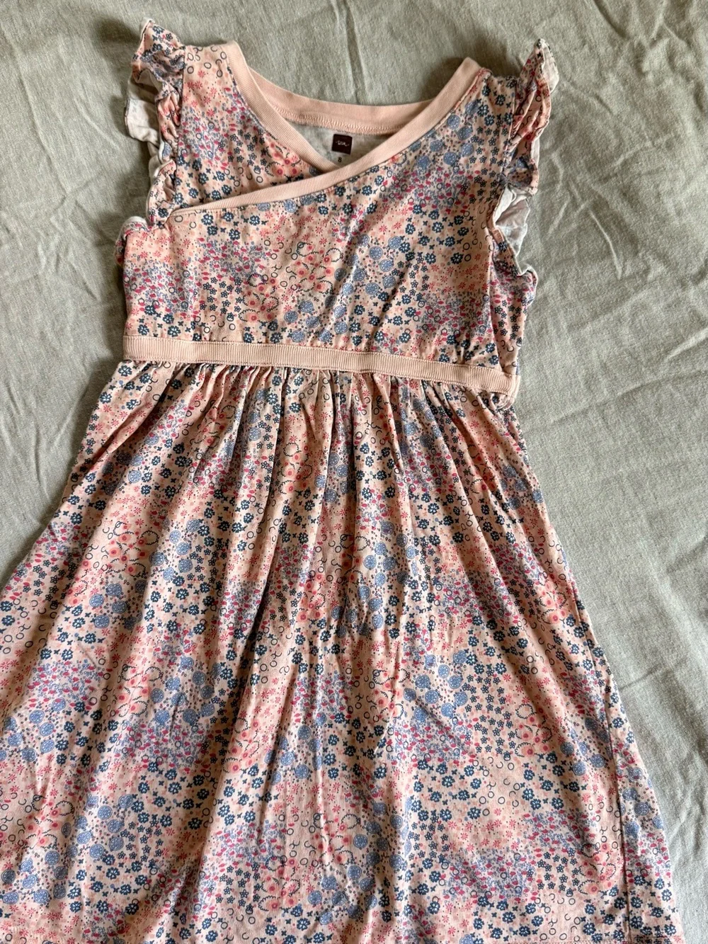 Tea Collection Pink Floral Ruffle-Sleeve Dress